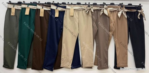 Kalhoty volnočasové s páskem dámské nadrozměr (42/44/46 ONE SIZE) ITALSKÁ MÓDA IM426284