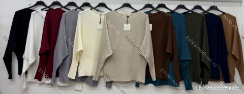 Svetr pletený dlouhý rukáv dámský nadrozměr (50/52/54 ONE SIZE) ITALSKÁ MÓDA IM426286