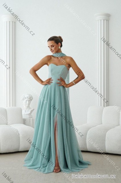 Šaty dlhé carmen elegantné na šnurovanie dámske nadrozmer (34-42) POLSKÁ MÓDA PMLWD26FREYA6 zelená olivová 34