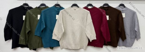 Svetr úpletový se stojáčkem 3/4 rukáv dámský OVERSIZE (S/M/L ONE SIZE) ITALSKÁ MÓDA IM4260341
