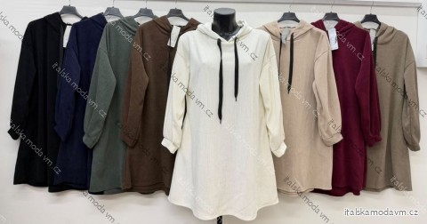 Mikina dlouhá s kapucí dámská nadrozměr (46/48/50 ONE SIZE) ITALSKÁ MÓDA IM4260320