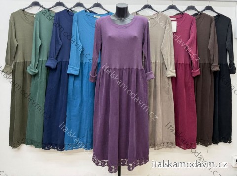 Šaty manšester bavlněné dlouhý rukáv dámské nadrozměr (46/48/50 ONE SIZE) ITALSKÁ MÓDA IM4260322