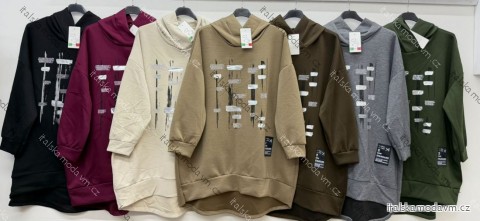 Mikina máselko dlouhý rukáv dámská nadrozměr (52/54/56 ONE SIZE) ITALSKÁ MÓDA IM4260323