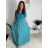 Šaty dlouhé letní žebrované krátký rukáv dámské Maria-M (XS/S/M/L ONE SIZE) ITALSKÁ MÓDA IMSM25128/DUR -   modrá královská -   S/M/L