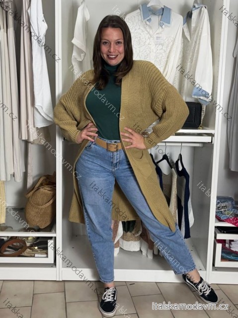 Cardigan dlhý pletený dlhý rukáv dámsky (M/L/XL ONE SIZE) TALIANSKA MÓDA IMD24468/DR