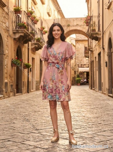 Šaty letní krátký rukáv šifonové dámské (S/M/L ONE SIZE) ITALSKÁ MÓDA IMM2628304/DUR