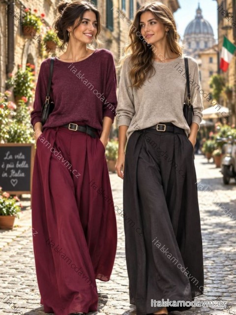 Svetr úpletový dlouhý rukáv dámský VIGGA (S/M/L ONE SIZE) ITALSKÁ MÓDA IMSM26700/DUR S/M/L vínová