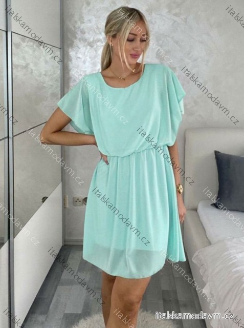Šaty letní šifonové bez rukávů dámské (S/M ONE SIZE) ITALSKÁ MÓDA IMD22495/DUR S/M tyrkysová