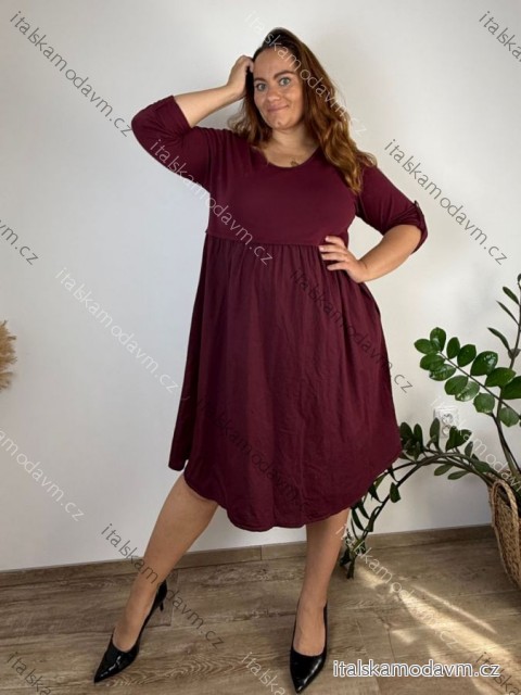 Šaty volnočasové 3/4 dlouhý rukáv dámské nadrozměr (48/50/52 ONE SIZE) ITALSKÁ MÓDA IM426261/DUR