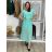 Šaty dlouhé šifonové společenské elegantní krátký rukáv dámské (S/M/L ONE SIZE) ITALSKÁ MÓDA IMD25145/DUR S/M/L světle mintová