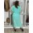 Šaty dlouhé šifonové společenské elegantní krátký rukáv dámské (S/M/L ONE SIZE) ITALSKÁ MÓDA IMD25145/DUR S/M/L světle mintová