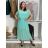 Šaty dlouhé šifonové společenské elegantní krátký rukáv dámské (S/M/L ONE SIZE) ITALSKÁ MÓDA IMD25145/DUR S/M/L světle mintová