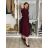 Šaty dlouhé košilové 3/4 dlouhý rukáv dámské KAJETANA (S/M/L ONE SIZE) ITALSKÁ MÓDA IMSM2600019/DUR S/M/L vínová