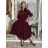 Šaty dlouhé košilové 3/4 dlouhý rukáv dámské KAJETANA (S/M/L ONE SIZE) ITALSKÁ MÓDA IMSM2600019/DUR S/M/L vínová