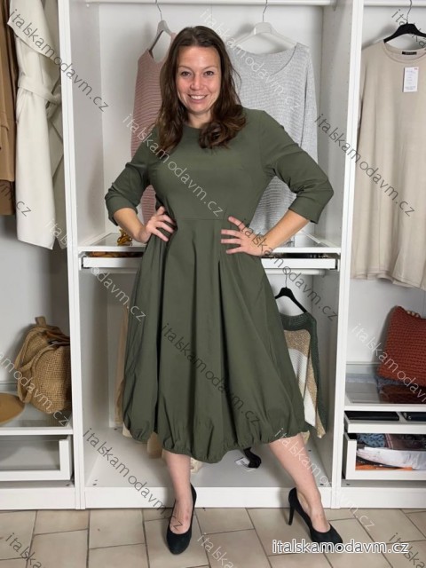 Šaty balónové 3/4 rukáv dámské LORIA (S/M/L ONE SIZE) ITALSKÁ MÓDA  IMPSS269221/DUR