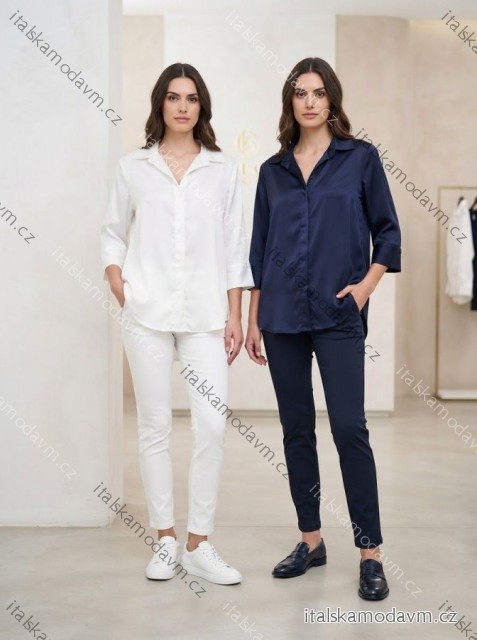 Košile saténová dlouhý rukáv dámské (S/M/L ONE SIZE) ITALSKá MóDA IM3261515/DUR