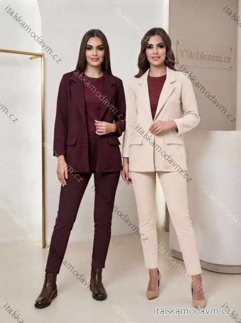 Sako elegantní dlouhý rukáv dámské (S/M/LONE SIZE) ITALSKá MóDA IM326021/DUR S/M/L vínová