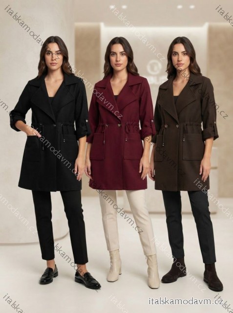 Kabát na stáhnutí dlouhý rukáv dámský (S/M/L ONE SIZE) ITALSKÁ MÓDA IMWDY26001/DUR S/M/L vínová