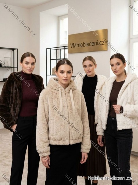 Bunda bomber teddy dlhý rukáv dámska (S/M/L ONE SIZE) TALIANSKA MÓDA IMC261009/DUR S/M/L tmavo hnedá