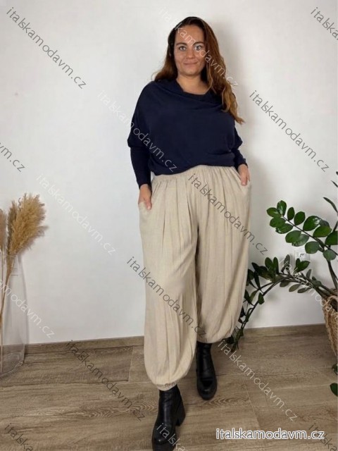 Kalhoty elegantní široké dámské nadrozměr (46/48/50 ONE SIZE) ITALSKÁ MÓDA IMPMNC2626100/DUR