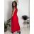 Šaty letní bez rukávu dámské   (S/M/L ONE SIZE) ITALSKÁ MÓDA IM7250222/DR červená S/M/L