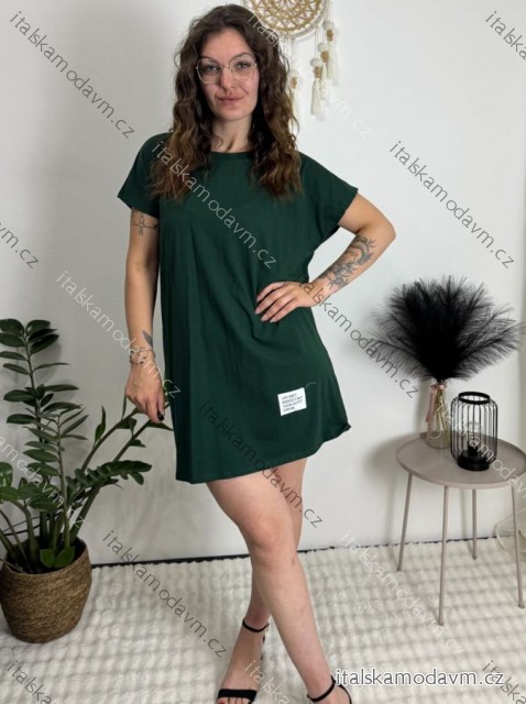 Šaty krátké letní krátký rukáv dámské (XS/S/M ONE SIZE) ITALSKÁ MÓDA IMD25051/DR zelená smaragdová XS/S/M