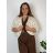 Cardigan krátký na knoflík dlouhý rukáv dámský nadrozměr (46/48/50 ONE SIZE) ITALSKÁ MÓDA IMWBR26001/DUR 46/48/50 béžová
