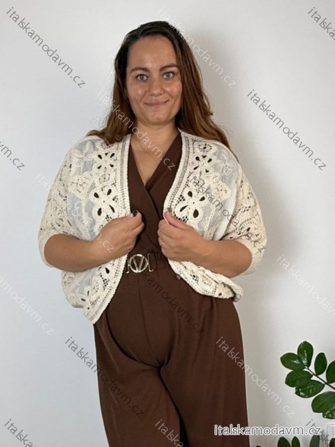 Cardigan krátký na knoflík dlouhý rukáv dámský nadrozměr (46/48/50 ONE SIZE) ITALSKÁ MÓDA IMWBR26001/DUR