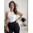 Top croptop na ramínka dámský (XS/S/M ONE SIZE) ITALSKÁ MÓDA IMPLP2620270040/DR tmavě hnědá XS/S/M