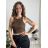 Top croptop na ramínka dámský (XS/S/M ONE SIZE) ITALSKÁ MÓDA IMPLP2620270040/DR tmavě hnědá XS/S/M