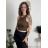 Top croptop na ramínka dámský (XS/S/M ONE SIZE) ITALSKÁ MÓDA IMPLP2620270040/DR tmavě hnědá XS/S/M