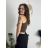 Top croptop na ramínka dámský (XS/S/M ONE SIZE) ITALSKÁ MÓDA IMPLP2620270040/DR tmavě hnědá XS/S/M