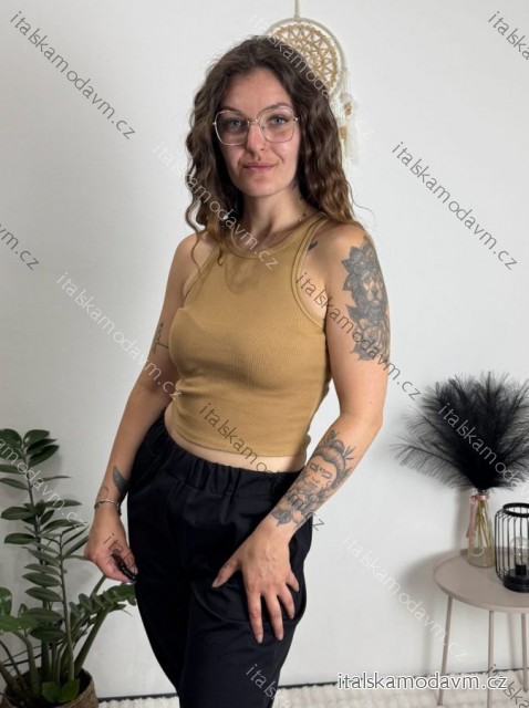 Top croptop na ramienka dámsky (XS/S/M ONE SIZE) TALIANSKA MÓDA IMPLP2620270040/DR hnedá camel XS/S/M
