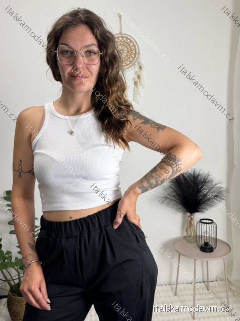 Top croptop na ramínka dámský (XS/S/M ONE SIZE) ITALSKÁ MÓDA IMPLP2620270040/DR biela XS/S/M