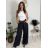 Kalhoty dlouhé elegantní dámské (S/M/L ONE SIZE) ITALSKÁ MÓDA IMSM26004/DR Černá S/M/L