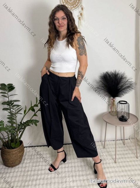Kalhoty dlouhé volnočasové dámské (S/M/L ONE SIZE) ITALSKÁ MÓDA IMSM2600271/DR Černá S/M/L