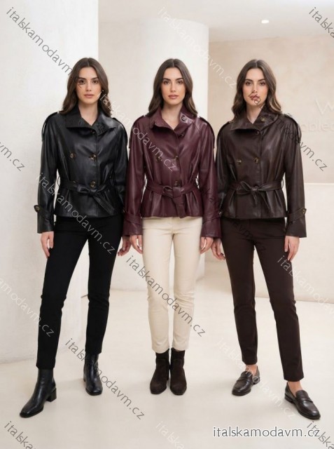 Bunda koženková dlouhý rukáv dámská (S/M/L ONE SIZE) ITALSKÁ MÓDA IMPLU2667023011/DUR