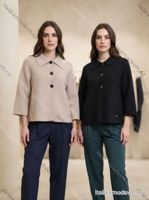 Kabát na knoflíky dlouhý rukáv dámské (S/M/L ONE SIZE) ITALSKÁ MÓDA IMPFD2686123/DUR S/M/L Černá