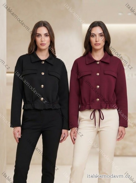 Bunda na zip dlouhýrukáv dámská (S/M/L ONE SIZE) ITALSKá MóDA IM326025/DUR S/M/L vínová