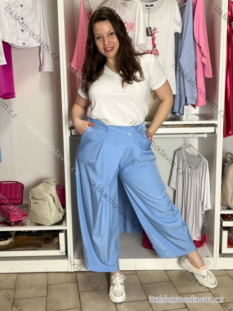 Nohavice dlhé elegantní dámske JITKA (S/M/L ONE SIZE) TALIANSKA MÓDA IM426070/DU S/M/L stredne modrá