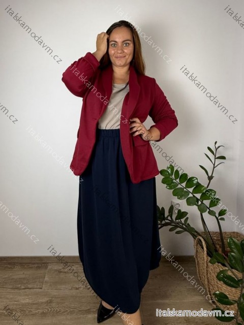 Sako elegantní dlouhý rukáv dámské nadrozměr BONA (48/50/52 ONE SIZE) ITALSKÁ MÓDA IMD26076/DUR 48/50/52 vínová