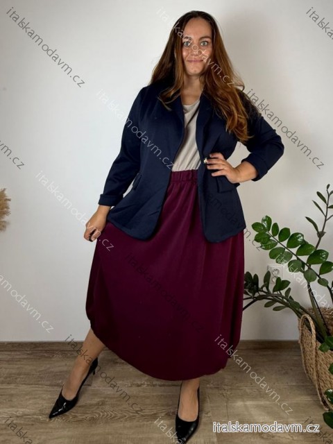 Sako elegantní dlouhý rukáv dámské nadrozměr BONA (48/50/52 ONE SIZE) ITALSKÁ MÓDA IMD26076/DUR tm. modrá 48/50/52