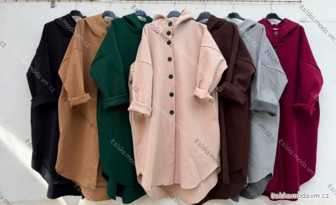 Kabát teplý s kapucňou dlhý rukáv dámsky (S/M/L ONE SIZE) TALIANSKA MÓDA IMD26114