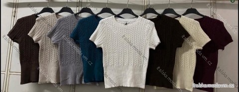 Sveter pletený krátky rukáv dámsky (S/M/L ONE SIZE) TALIANSKA MÓDA IMC26297