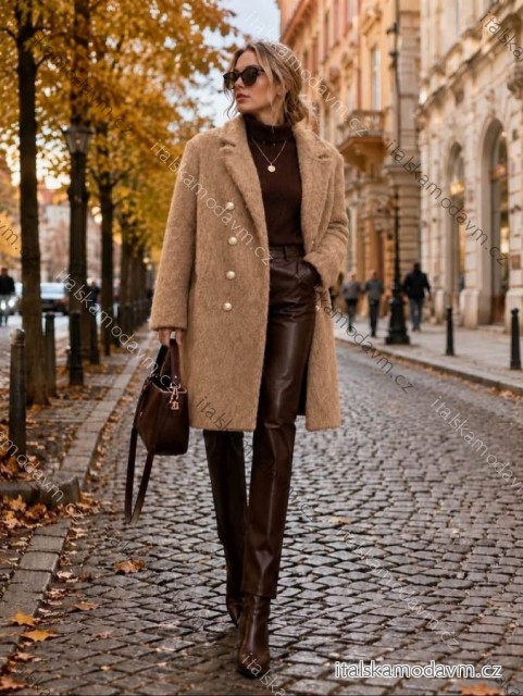 Kabát teplý dlouhý rukáv dámský (S/M/L ONE SIZE) ITALSKÁ MÓDA IMD26133