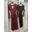 Šaty s páskem dlouhý rukáv dámské (S/M/L ONE SIZE) ITALSKÁ MÓDA IMSM26720/DUR S/M/L vínová