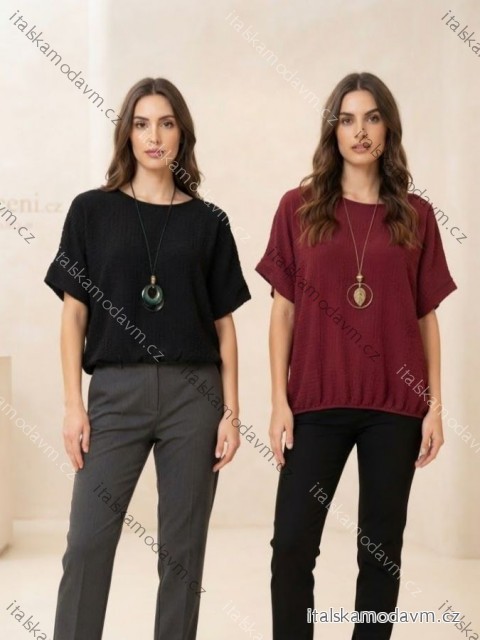 Tunika s přívěskem krátký rukáv dámský nadrozměr (48/50/52 ONE SIZE) ITALSKÁ MÓDA IMD261001/DUR