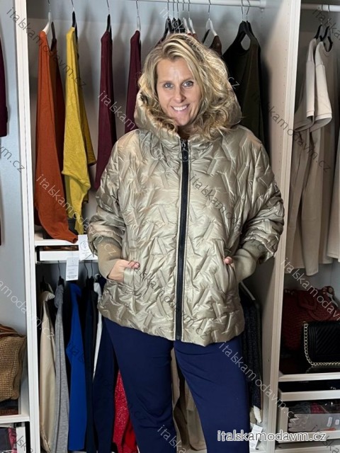 Bunda šusťáková oversize dlouhý rukáv dámská nadrozměr (46/48/50 ONE SIZE) ITALSKÁ MÓDA IMC26327/DUR