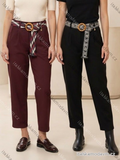 Kalhoty dlouhé s páskem dámské (S/M/L ONE SIZE) ITALSKÁ MÓDA IMHMM260445/DUR