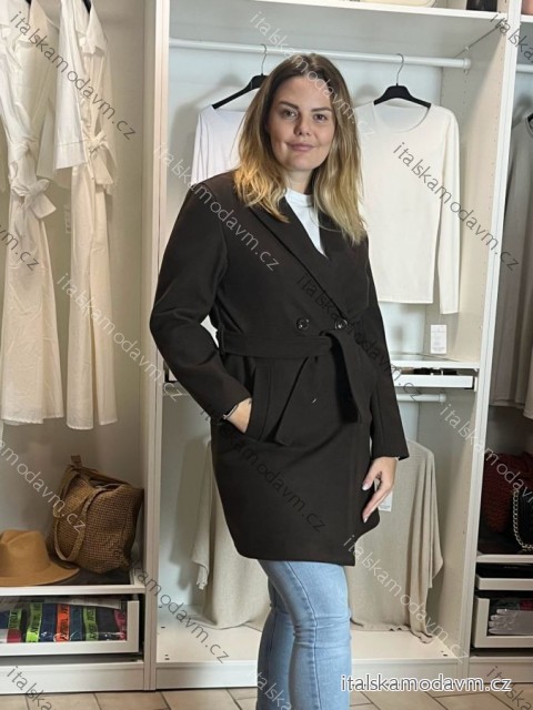 Kabát teplý s opaskom dlhý rukáv dámsky (S/M/L ONE SIZE) TALIANSKA MÓDA IMC261002/DUR S/M/L hnedá